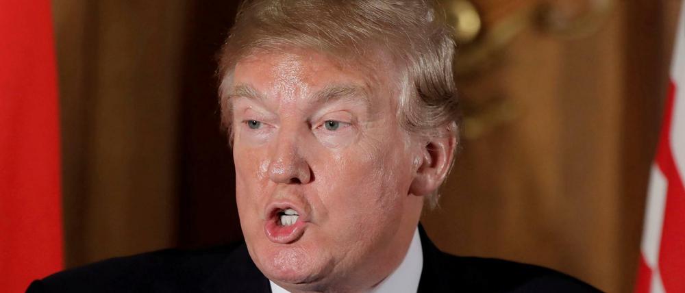 US-Präsident Donald Trump bei einer Konferenz mit dem japanischen Shinzo Abe in Tokio, Japan.