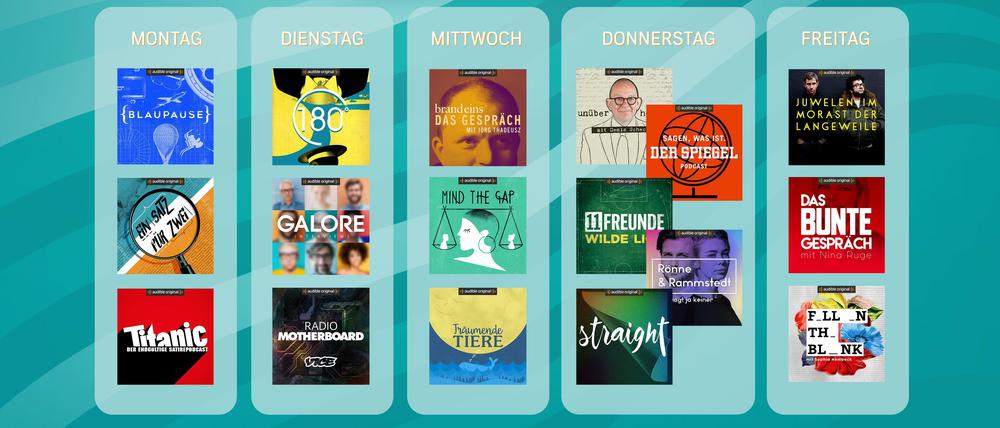 Täglich ein neuer Podcast. Zur Zeit können die Audible unter 22 Formaten auswählen, jeden Monat sollen zwei neue hinzukommen