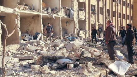 Ein zerstörtes Gebäude der Universität Aleppo.