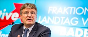 Jörg Meuthen bei der Pressekonferenz in Stuttgart. 
