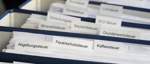 Registerkarten mit den Bezeichnungen der verschiedenen Steuerarten.