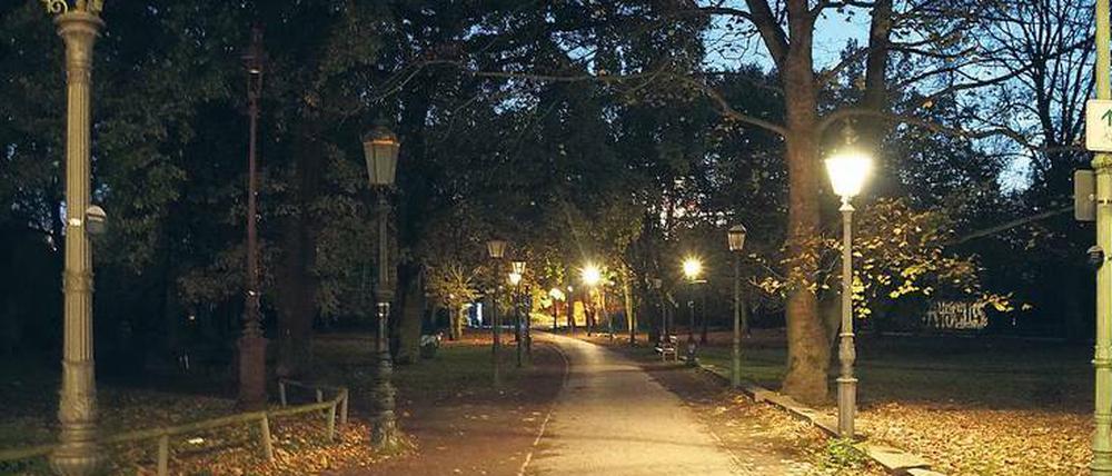 Wenn es dunkel wird im Tiergarten. Der Park hat ohnehin nicht den besten Ruf, nun sollen auch die alten Lampen dort weg. 