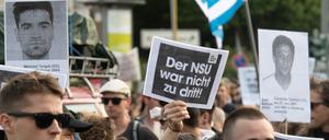Eine Demonstration in Berlin nach dem Urteil im NSU-Prozess 2018.