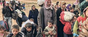 An der Grenze zwischen Jordanien und Syrien. Eine Schar Flüchtender – von insgesamt 45 Millionen weltweit.