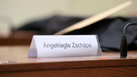 NSU-Prozess: Der Platz der Hauptangeklagten Beate Zschäpe im Oberlandesgericht in München