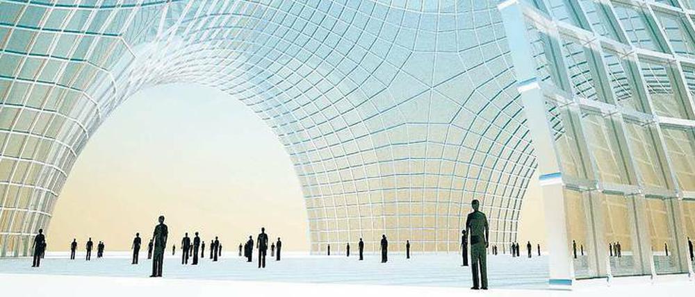 Dieses Modell einer Halle aus ebenen Vierecken entstand mit Hilfe der Berechnungen des Berliner Mathematikers Alexander I. Bobenko.