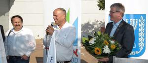 Helmut Kleebank mit Schulleiter Dvir Zuriel und dem Kassierer des Partnerschaftsvereins, Norbert Rohe.