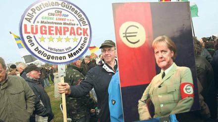 Pegida-Anhänger in Dresden. 