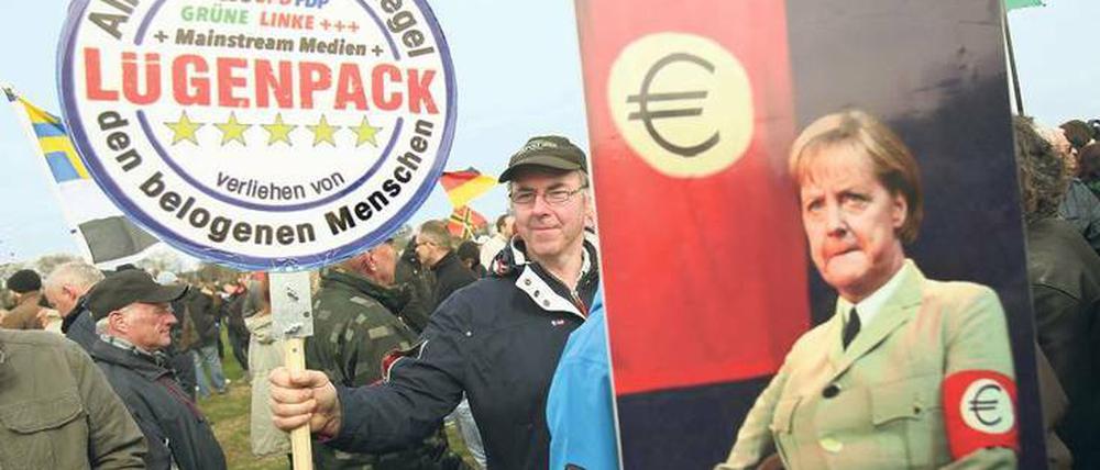 Pegida-Anhänger in Dresden. 
