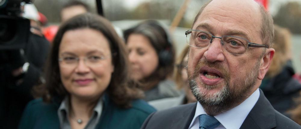 SPD-Bundesvorsitzender Martin Schulz und die SPD-Bundestagsfraktionsvorsitzende Andrea Nahles.
