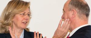 Heike Fölster und Ministerpräsident von Brandenburg, Dietmar Woidke, im Dezember 2014.