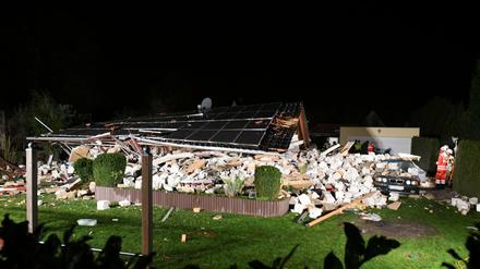 Die Unglücksstelle. Von dem Haus blieb nur ein Trümmerhaufen übrig.