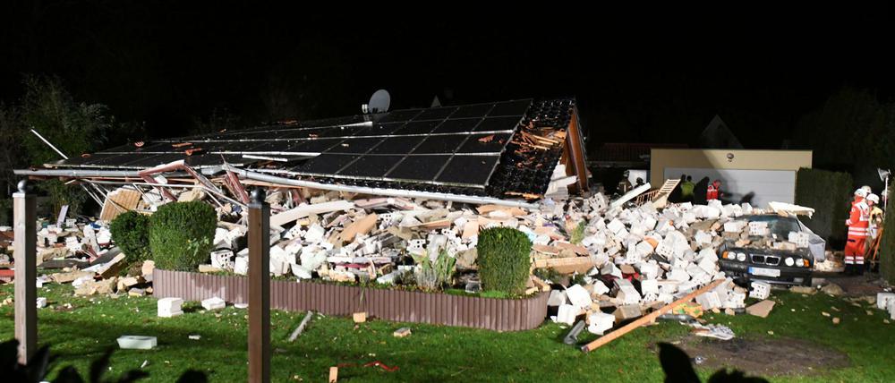 Die Unglücksstelle. Von dem Haus blieb nur ein Trümmerhaufen übrig.