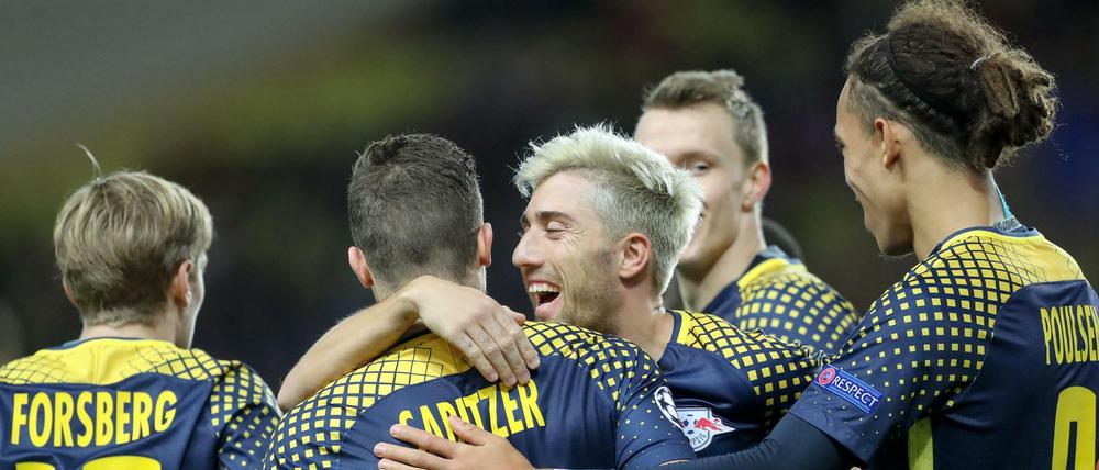 Das muss gefeiert werden. Leipzig schlug Monaco 4:1.