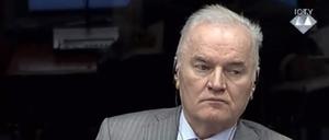 Der ehemalige Militärkommandant der bosnischen Serben, Ratko Mladic, am 28.01.2014 vor dem UN-Tribunal in Den Haag 