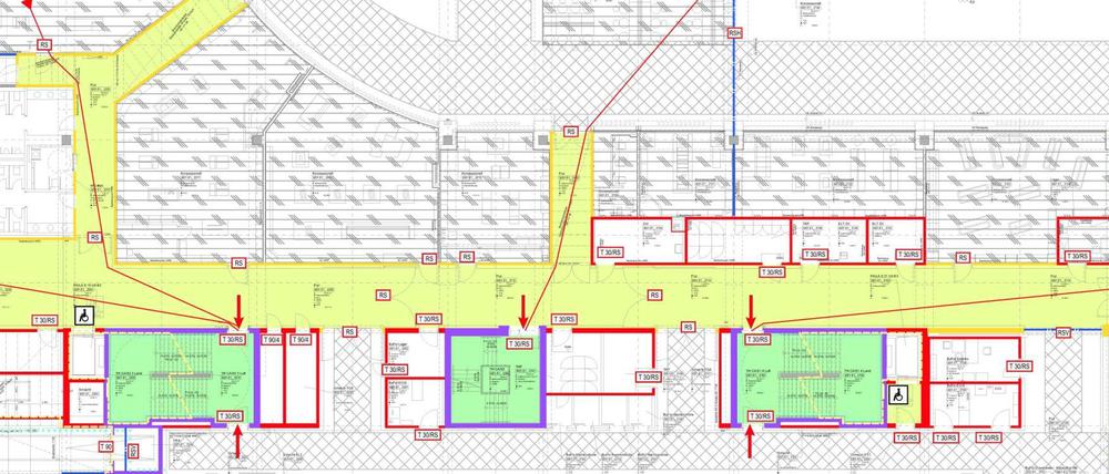 Flure, Wände, Treppen: ein Ausschnitt aus dem aktuellen Plan.