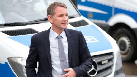 Björn Höcke am Samstag vor einer "Compact"-Veranstaltung in Leipzig.