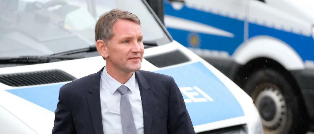 Björn Höcke am Samstag vor einer "Compact"-Veranstaltung in Leipzig.