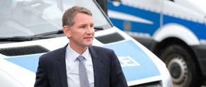 Björn Höcke am Samstag vor einer "Compact"-Veranstaltung in Leipzig.