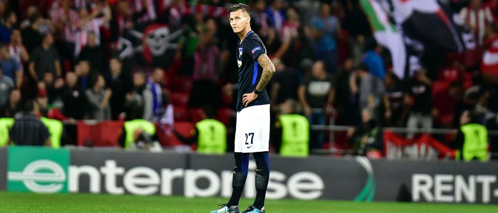 Zu klein für Europa. Für Davie Selke und Hertha BSC ist das Abenteuer nach der Vorrunde beendet.
