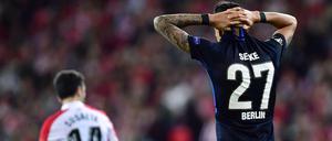Zum Verzweifeln. Hertha-Angreifer Davie Selke in Bilbao. 
