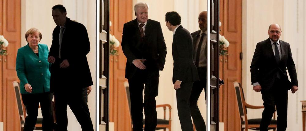 Antreten zum Gespräch beim Bundespräsidenten: Merkel, Seehofer und Schulz sprachen vor. Aber was ist ihre Vision für Deutschland?