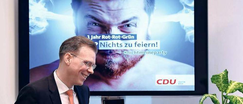 Fraktionschef Florian Graf ist nicht in Feierlaune – auch wenn sein Gesichtsausdruck am Freitag bei der CDU-Pressekonferenz danach aussah.