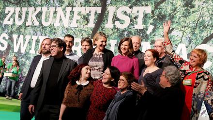 Gefeiert: das Jamaika-Verhandlungsteam der Grünen.