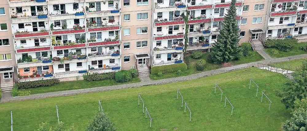 Die Betonblocks werden gerne gezeigt, wenn es um die Stadt Aue geht. 