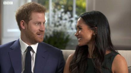 Prinz Harry und seine Verlobte Meghan Markle im BBC-Interview am Montagabend.