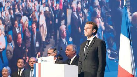 Wo bleibt die Vision für die Gesellschaft? Staatspräsident Macron Ende November beim Treffen der Bürgermeister Frankreichs in Paris.