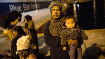 Eine Flüchtlingsfrauen aus Syrien in Athen. 