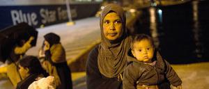 Eine Flüchtlingsfrauen aus Syrien in Athen. 