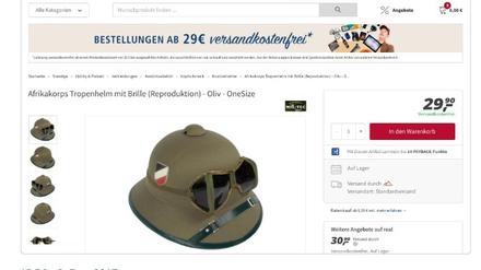 Mittlerweile wurde der Tropenhelm von der Website gelöscht. 