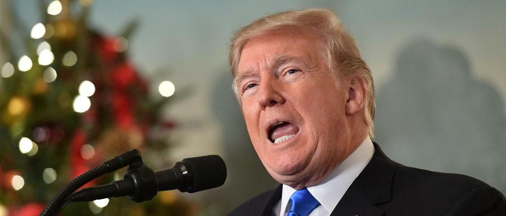 US-Präsident Donald Trump am Mittwoch bei seiner Rede im Weißen Haus.