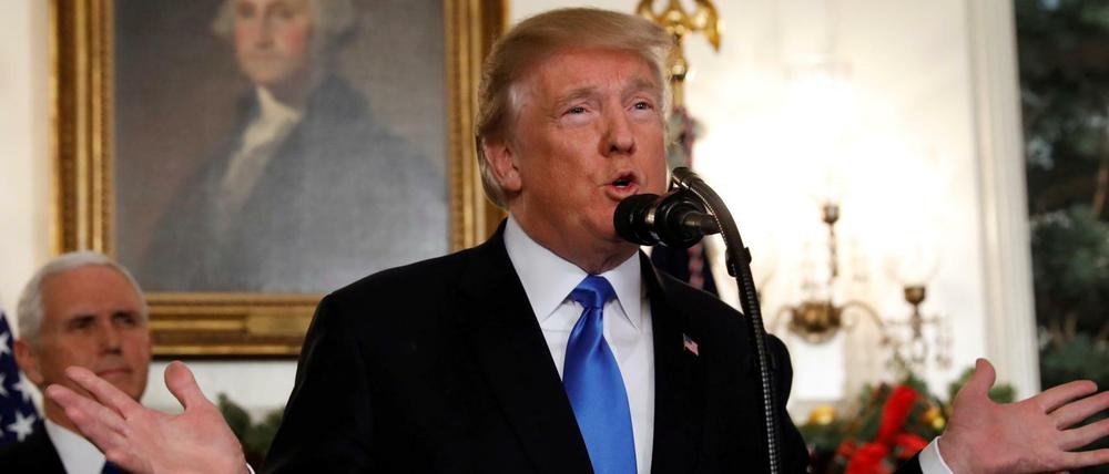 US-Präsident Donald Trump bei einer Rede am 6. Dezember im Weißen Haus.