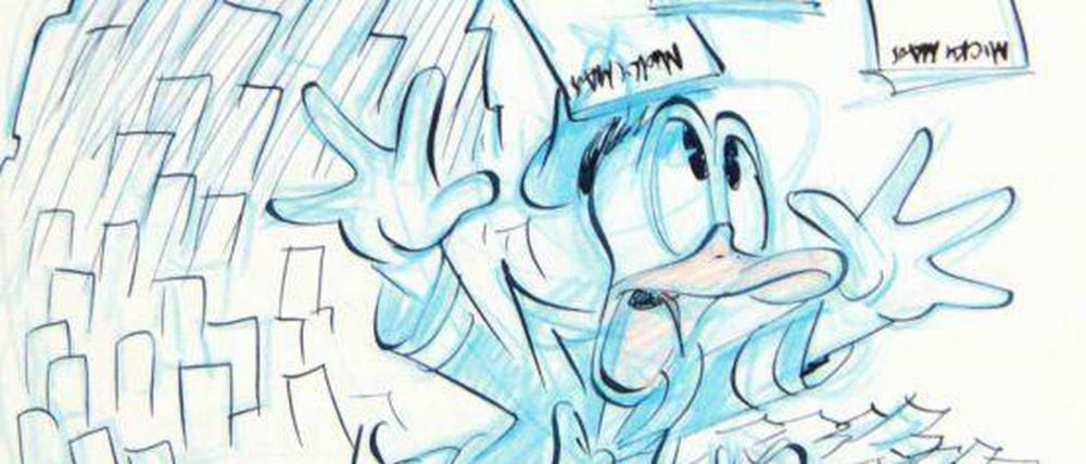 Immer wieder Donald: Eine Originalzeichnung Ulrich Schröders.