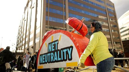 Proteste gegen das Ende der Netz-Neutralität am Donnerstag in Washington.