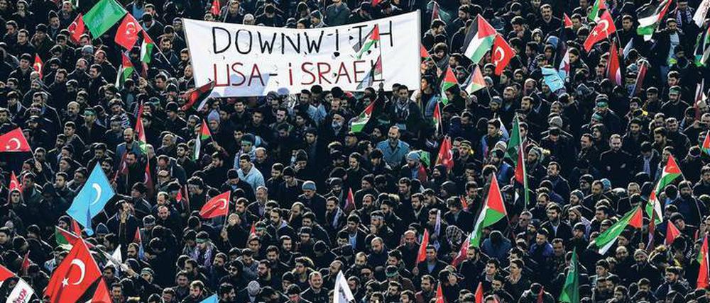 Solidarität mit den Palästinensern. Auch in Istanbul gingen viele Menschen auf die Straße, um Israel zu verdammen. 