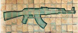 Ein syrisches Gewehr, geschnitzt aus Aleppo-Seife. Geschnitzt hat es der Künstler Amer Akel.