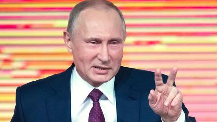 Russlands Präsident Wladimir Putin bei seiner jährlichen Pressekonferenz.