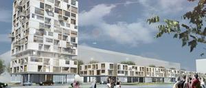 In der Köpenicker Straße 104-114 soll neben einem dreigeschossigen Bau auch ein Punkthochhaus mit zwölf Geschoss entstehen. Die Wohnungsbaugesellschaft Mitte hat ihre Pläne für das Gebäude nun geändert.