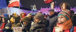 Demonstration für eine unabhängige Justiz am Donnerstagabend in Warschau.