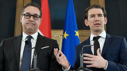 FPÖ-Bundesparteiobmann Heinz-Christian Strache und ÖVP-Bundesparteiobmann Sebastian Kurz. 