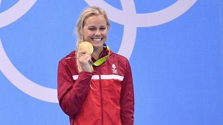 Dänischer Goldfisch: Pernille Blume freut sich über ihre Goldmedaille für Dänemark bei den Olympischen Spielen in Rio.