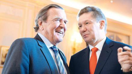 Lobbyarbeit für die Pipeline: Altkanzler Gerhard Schröder (links) leitet den Verwaltungsrat von Nord Stream 2, Alexej Miller ist Vorstandschef von Gazprom. 