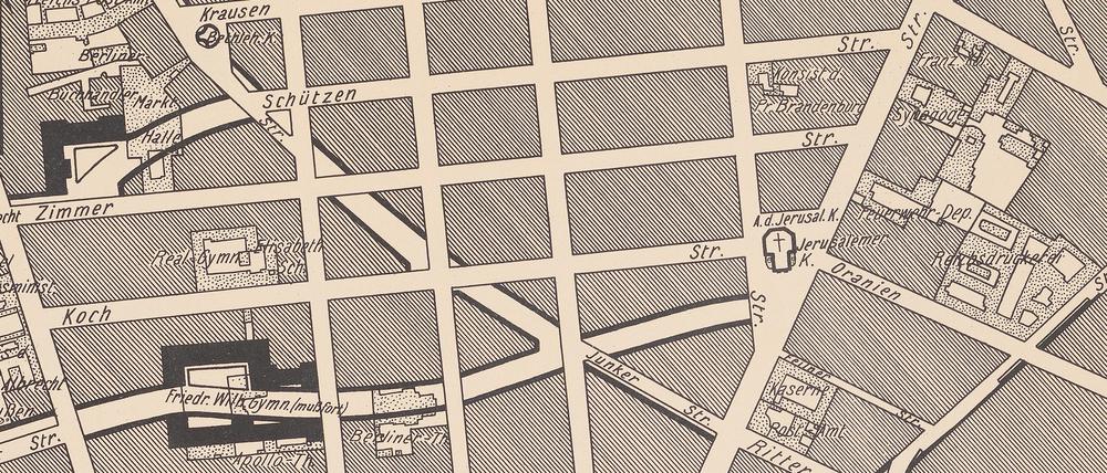 Geflecht und Webfehler. Der Architekt Hermann Jansen plante 1910 für die südliche Friedrichstadt ein Straßenraster, das die bestehenden Achsen zum Halleschen Tor ergänzen sollte.
