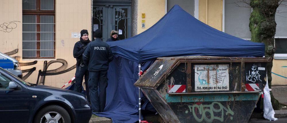Der Fundort der Leiche in der Fehmarner Straße in Berlin-Wedding