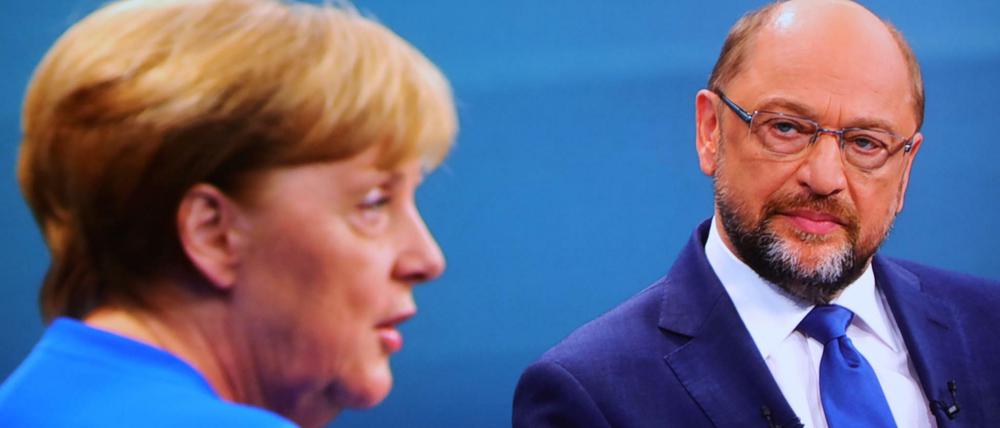 Deutschland im Stillstand. Angela Merkel (CDU) und Martin Schulz (SPD).