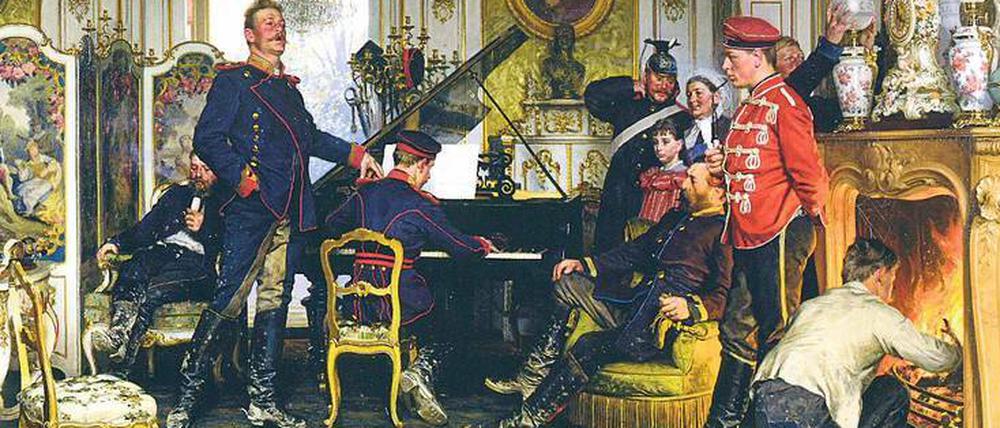 Uniformknopf-Maler? Anton von Werners „Etappenquartier vor Paris (14. Oktober 1870)“, 1894, hängt in der Alten Nationalgalerie Berlin. Der deutsche Maler wurde zu Lebzeiten eher geringgeschätzt. Als Meister des Historien-Genres galten die Franzosen.